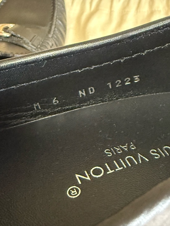 Louis Vuitton Black Leather LV Logo Slip-On Loafers - Picture 7 of 10